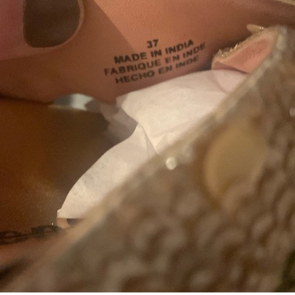 Free People Moon Child Embellished Slide Sandal Leather Rose Gold 37/ US size 7 - Picture 7 of 7